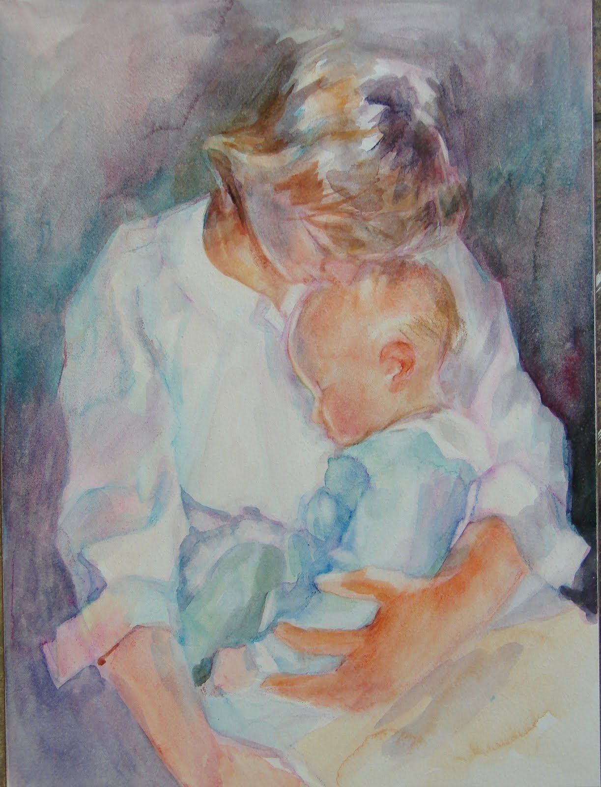 mother child watercolor custom